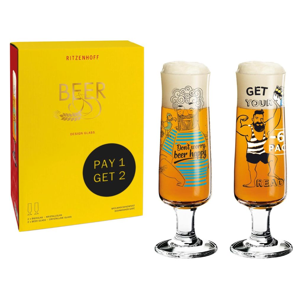 Coffret 2 verres à bière BEER masculin - Visuel 0