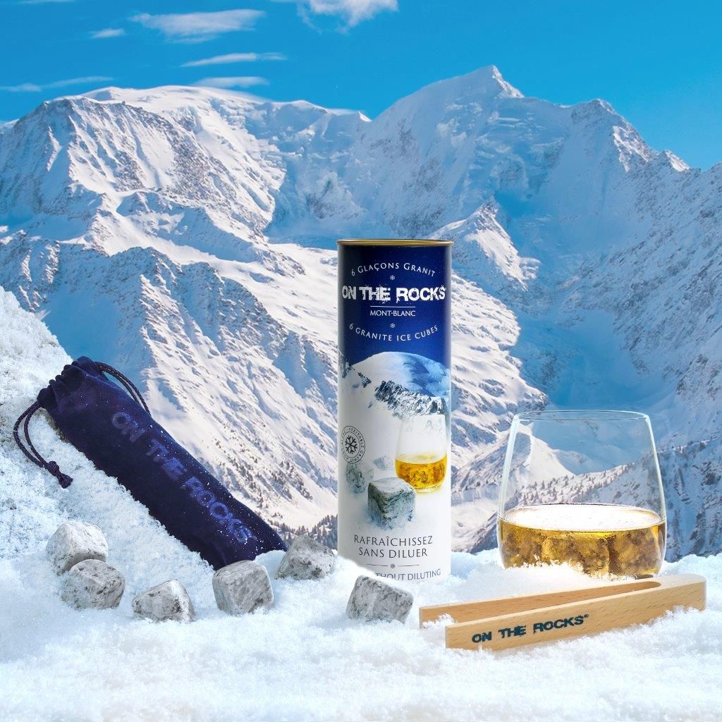 Coffret Pierres à Whisky Granit + Verre Cristal - 6 Pierres Rondes Support Bois - Cadeau Élégant