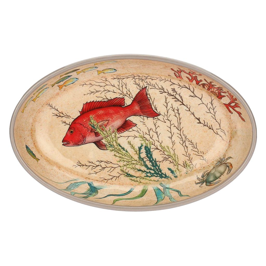 Plat ovale en mélamine Sealife 24 x 15cm - Visuel 0