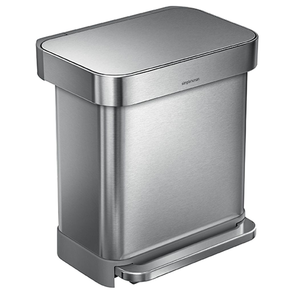 Poubelle rectangulaire 30 L inox avec réserve à sacs - Visuel 0