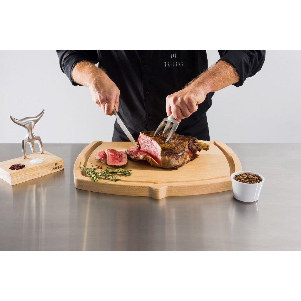Fourchette à découper Tridens avec socle en bois - Visuel 1