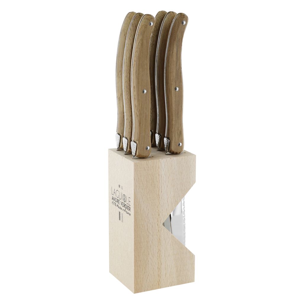 Bloc 6 couteaux a steak laguiole chene - Visuel 0