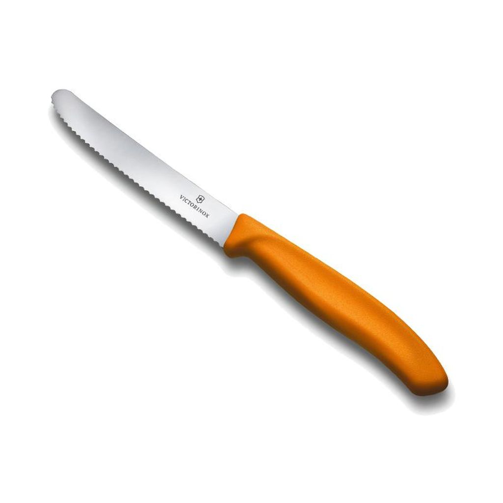 Couteau à tomate lame dentelée 11 cm orange - Visuel 0