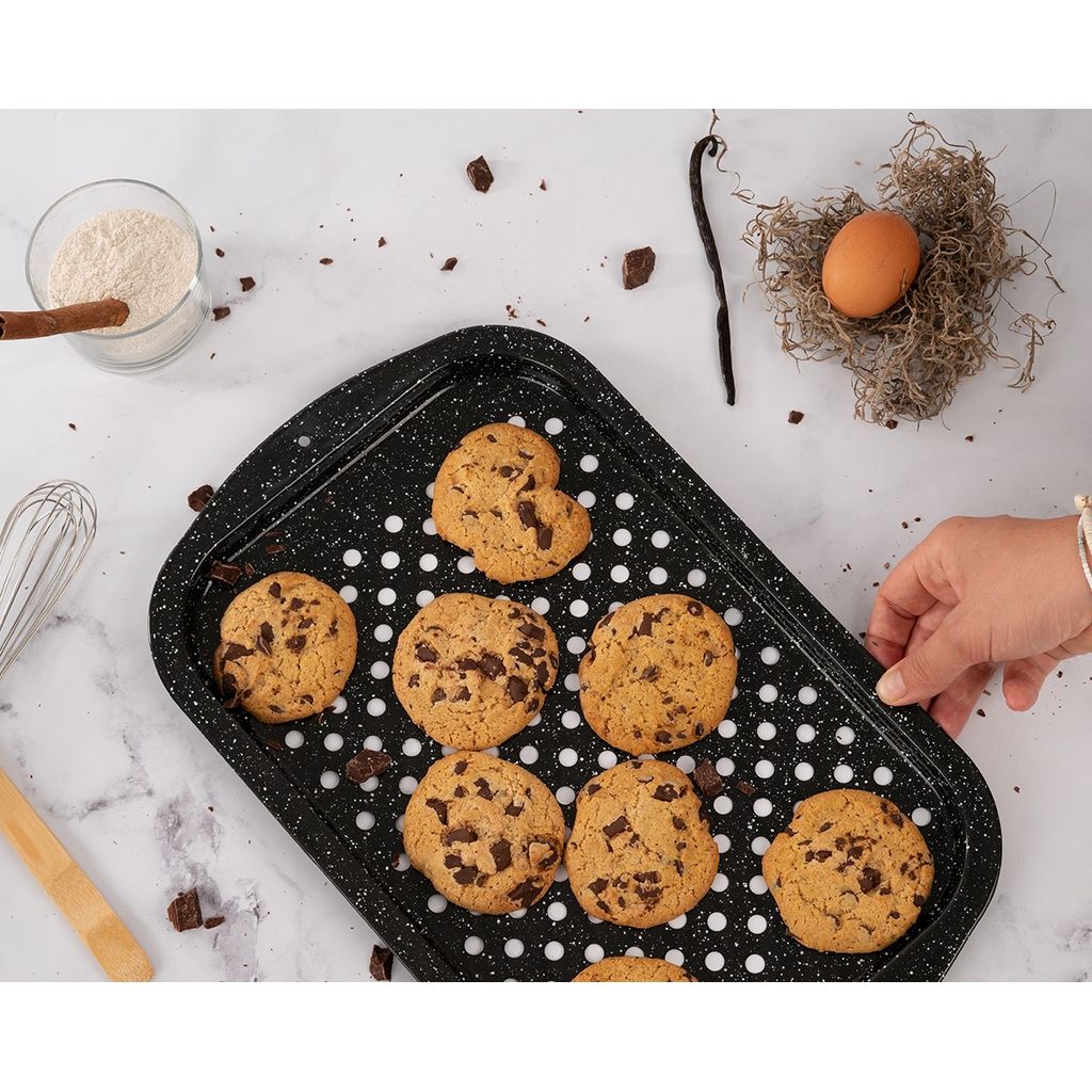 Graniteware - Set De 3 Pièces Plat À Four, Plateau Perforé Et Grille - Acier Émaillé Et Inox - Maison