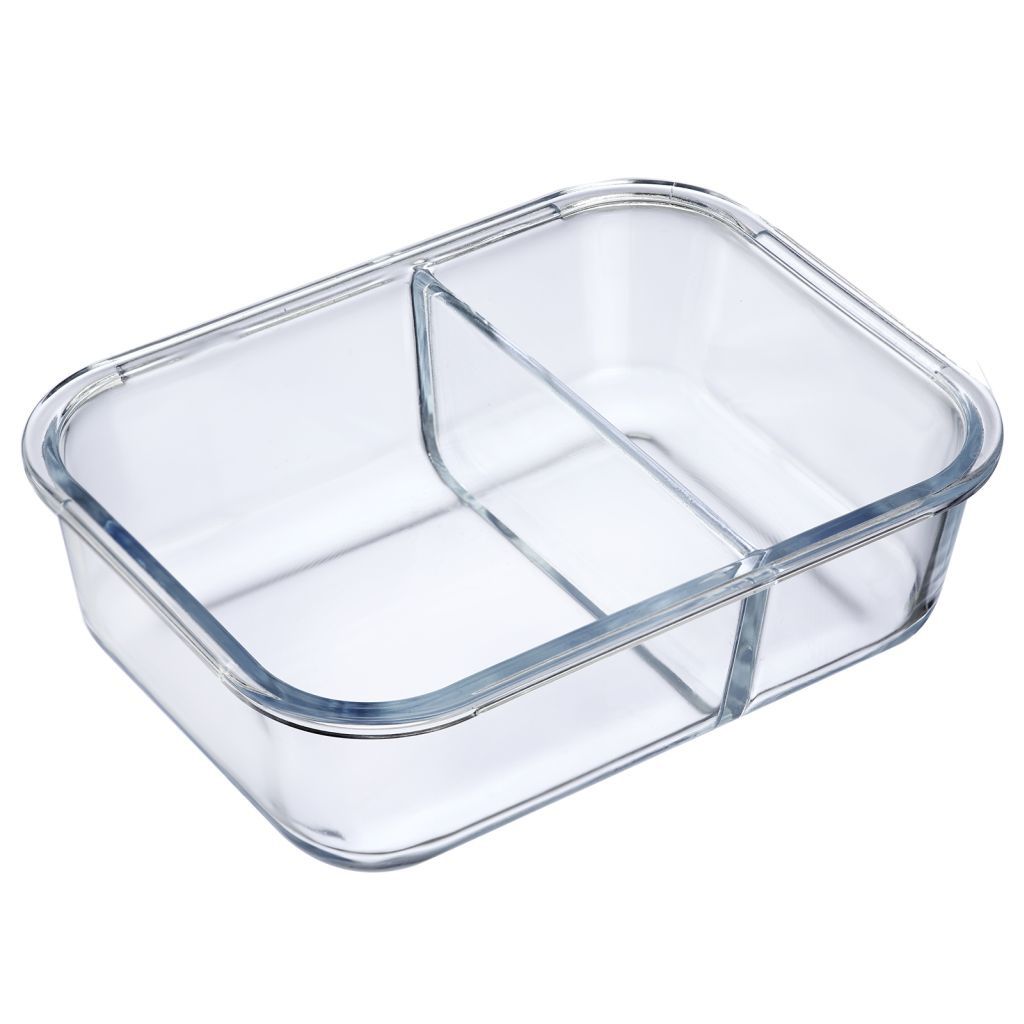 Boîte de conservation hermétique compartimentée en verre rectangulaire 570 ml - Visuel 1