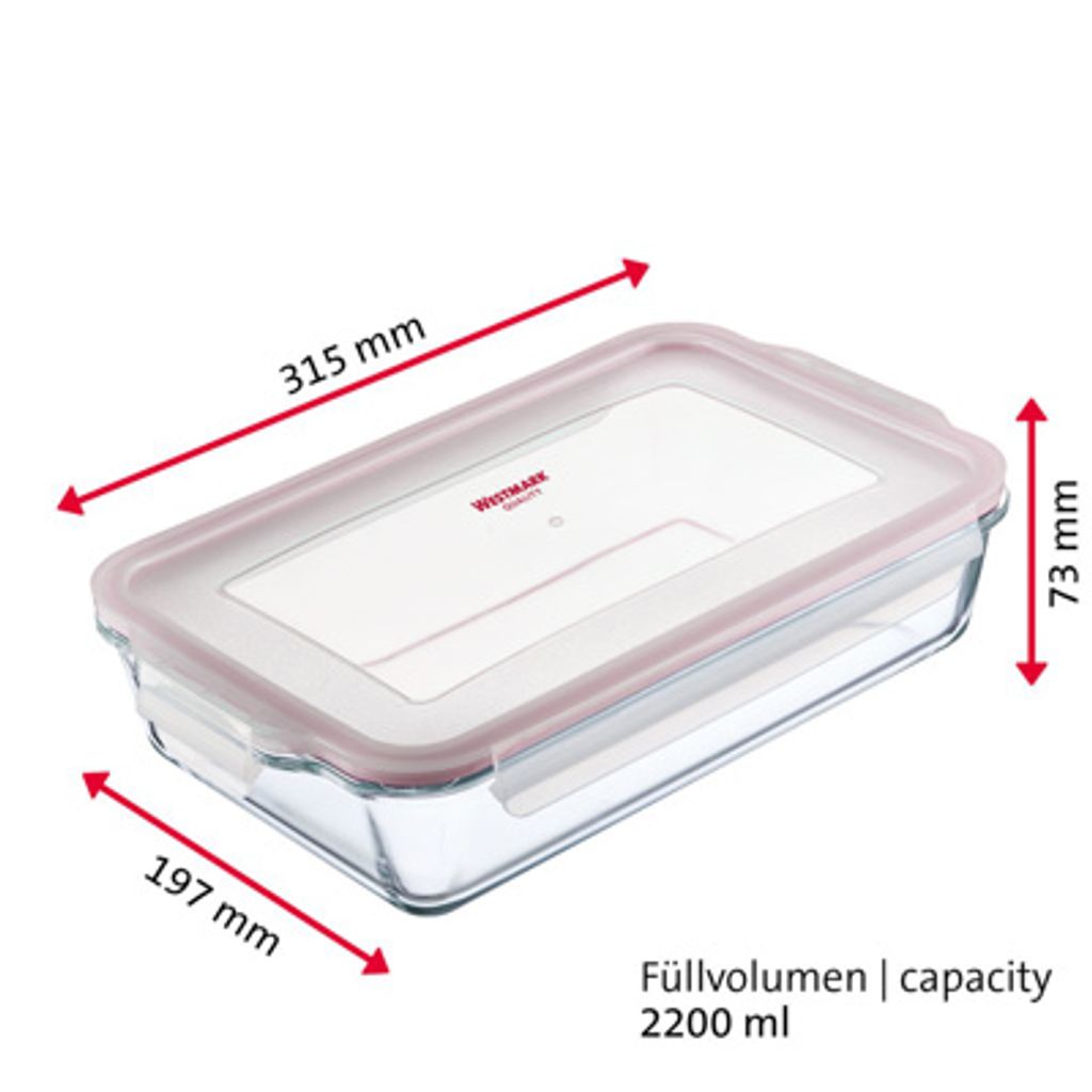 Boîte de conservation compartimentée en verre rectangulaire 2200 ml - Visuel 5
