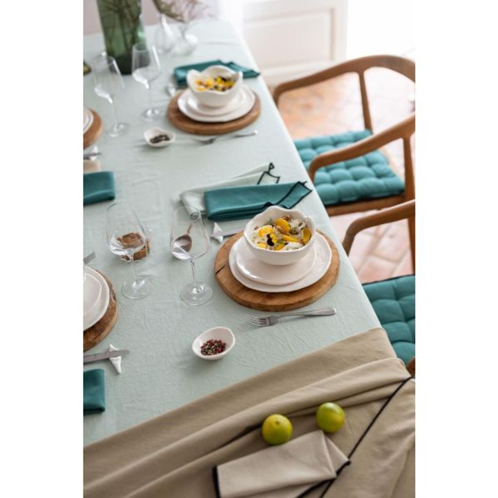 Serviette en coton recyclé Grace 40 x 40 Paon - Visuel 1