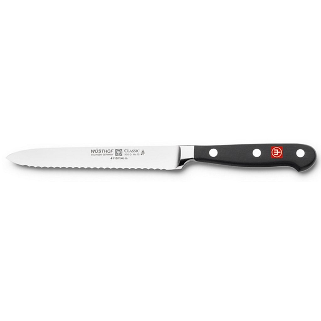 Couteau à saucisson Classic lame forgée et dentée 14cm - Visuel 0