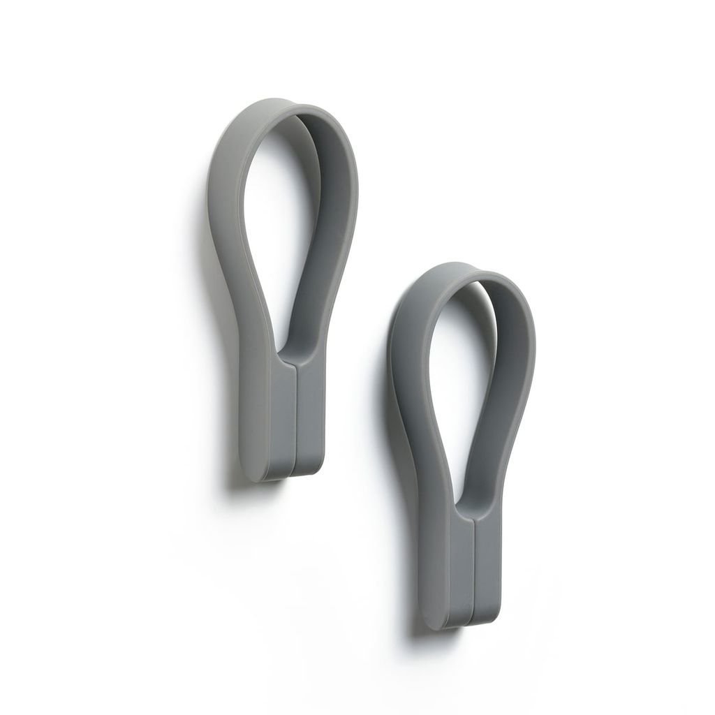 Set de 2 porte-torchons aimantés en silicone boucle Loop gris foncé - Visuel 0