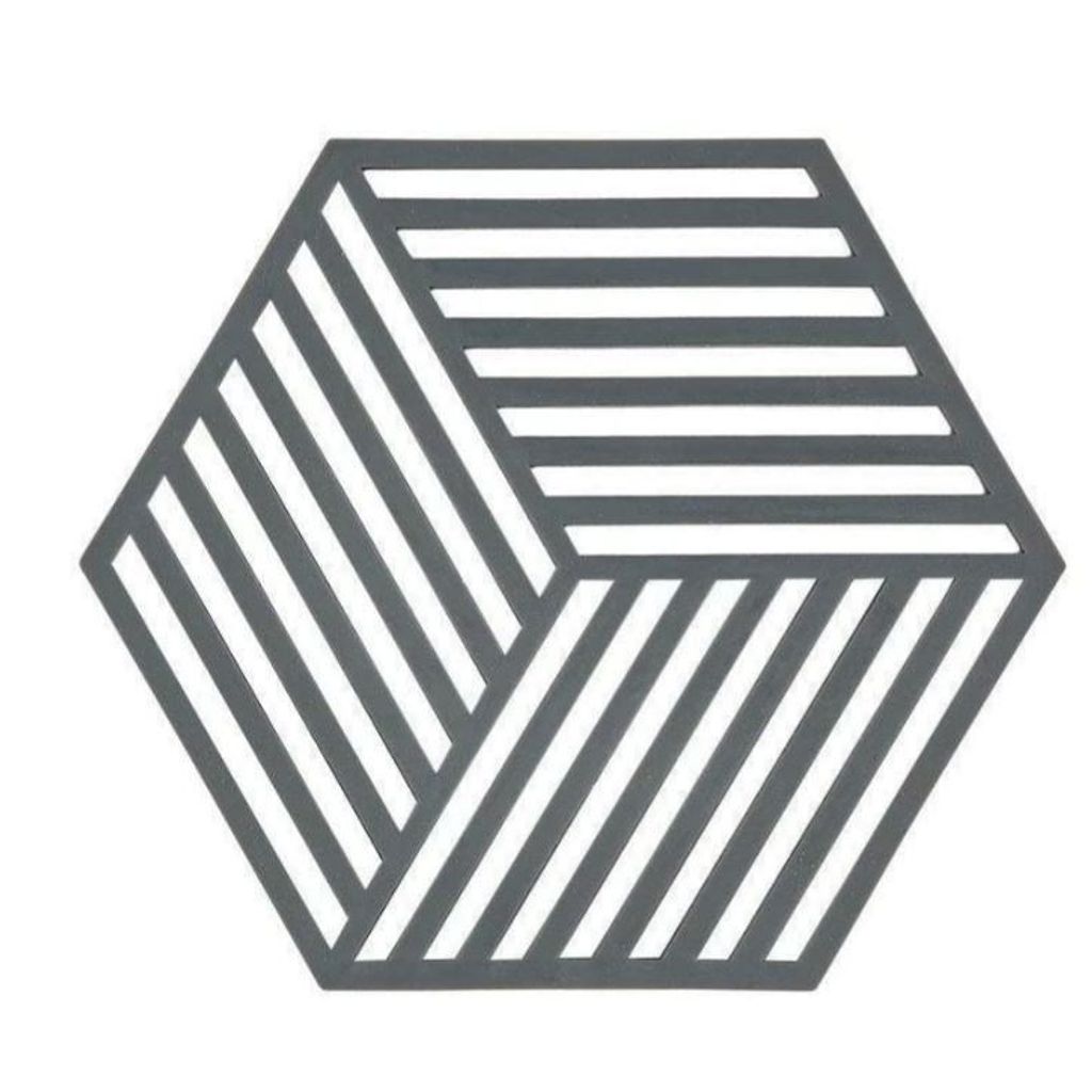 Dessous de plat hexagon en silicone gris foncé - Visuel 0
