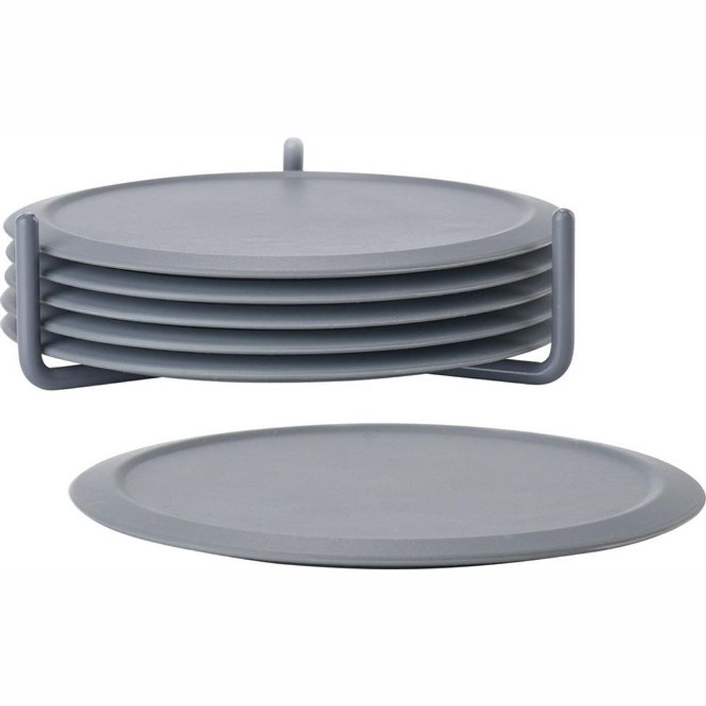 Culinavog Dessous de Verre, Lot de 6 Dessous de Verre en Silicone avec Support, Design Épais (0,7cm) Ronds pour Boissons, Profondément Rainurés, Idéal pour Boissons Chaudes et Froides - Gris Clair