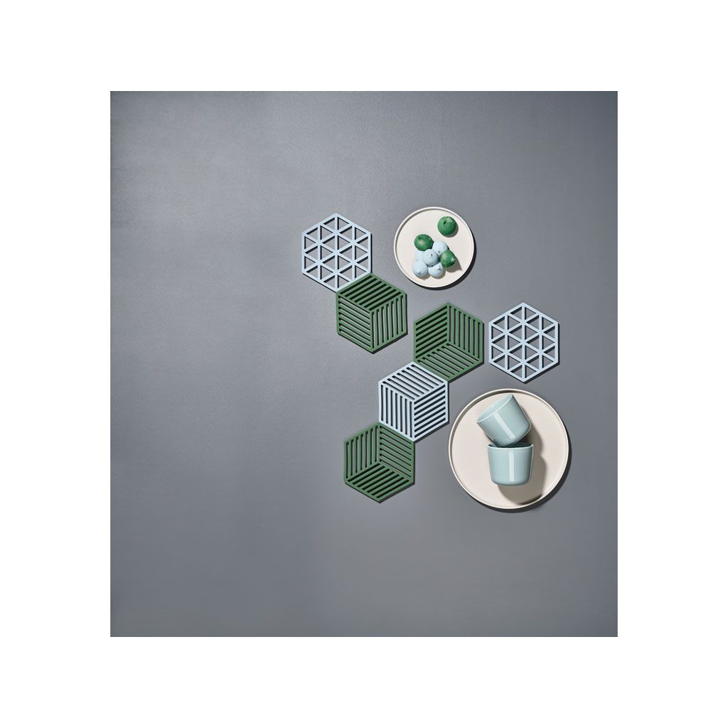Dessous de plat hexagon en silicone bleu ciel - Visuel 1