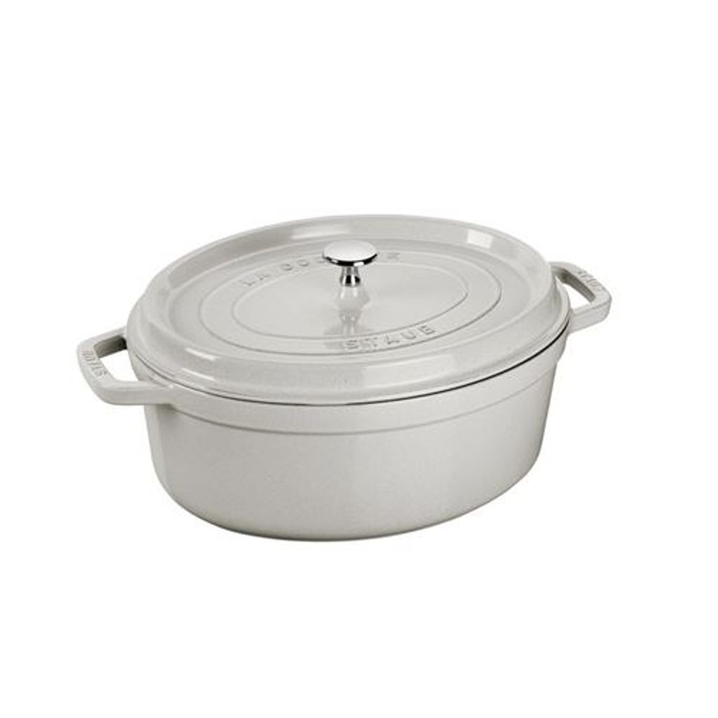 Cocotte en fonte ovale 33cm truffe blanche - Visuel 0