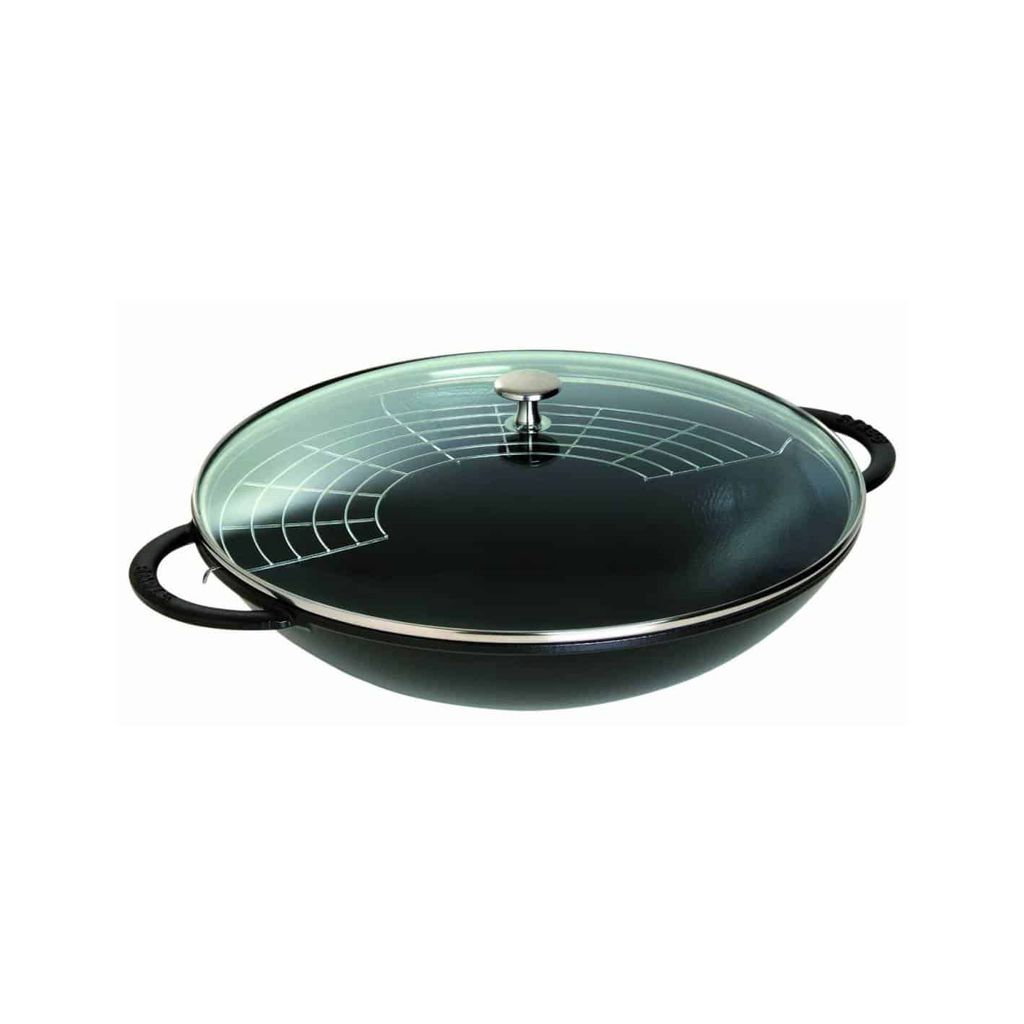 Wok en fonte 37 cm noir mat - Visuel 1
