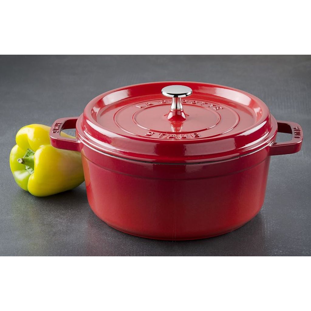 Cocotte en fonte ronde 24 cm cerise - Visuel 0