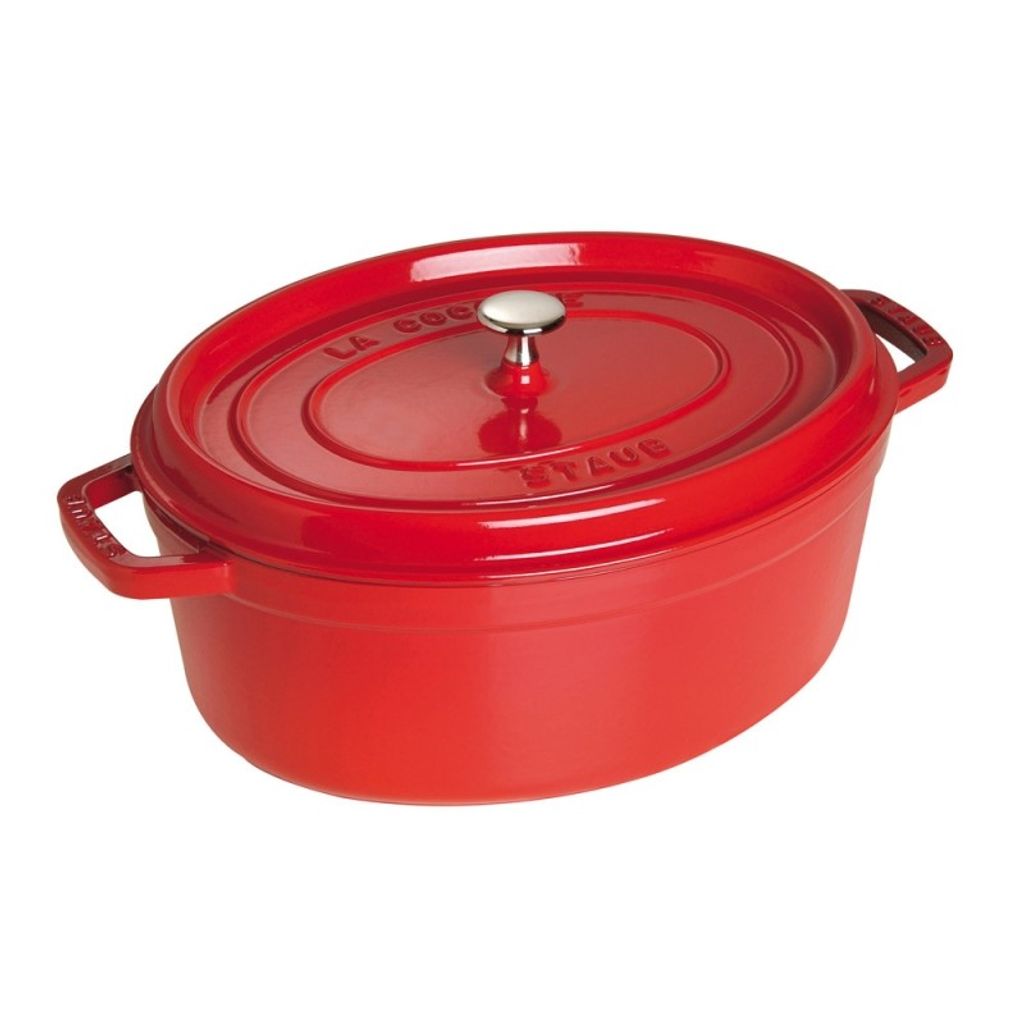 Cocotte en fonte ovale 37 cm cerise - Visuel 0