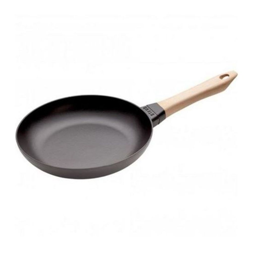 Poêle avec manche en bois Fonte Noir 28 cm - Visuel 0