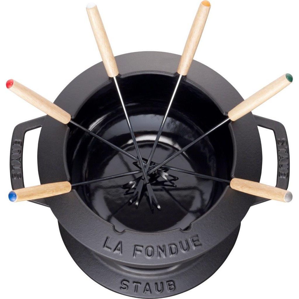Service à fondue en fonte noir - Visuel 1