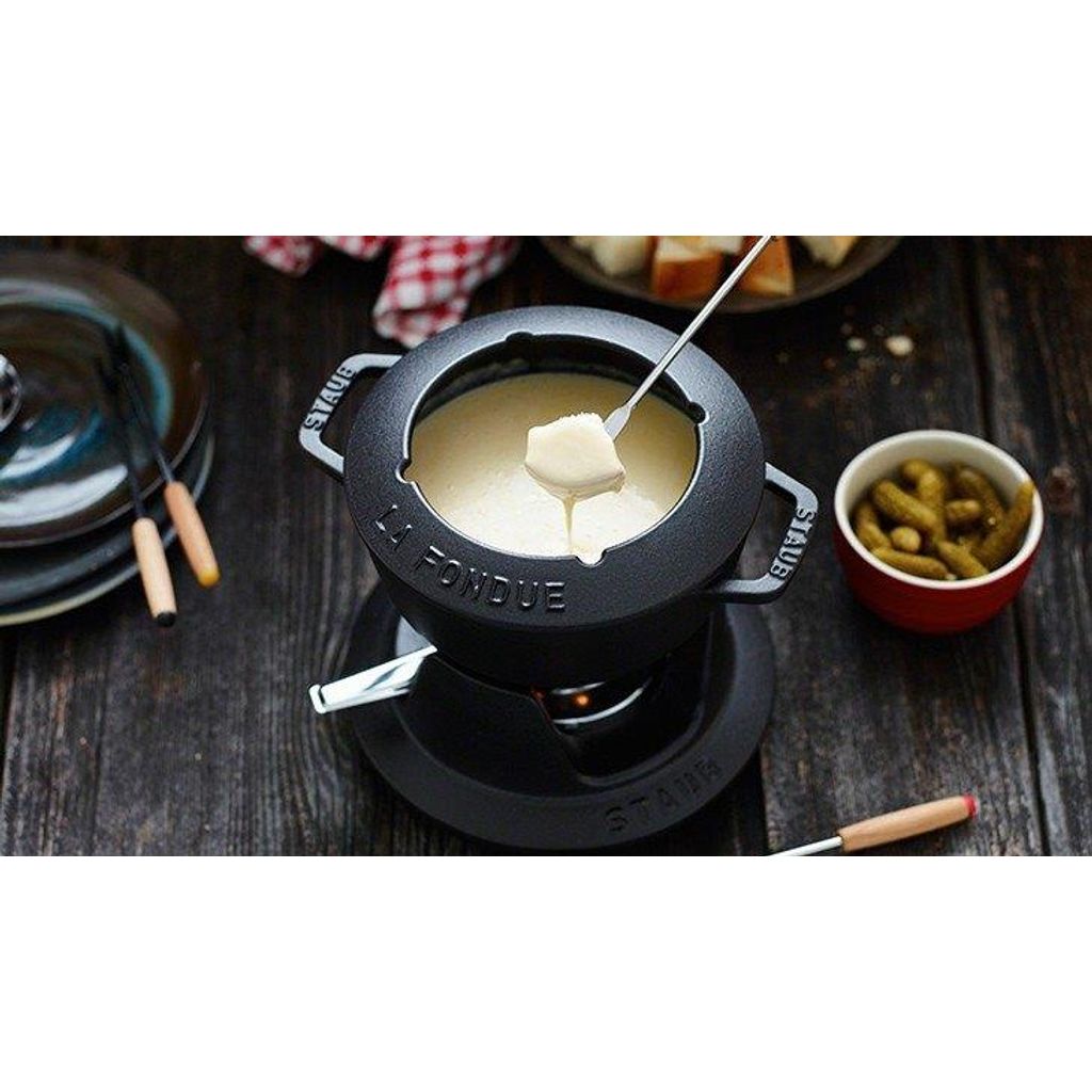 Service à fondue en fonte noir - Visuel 2