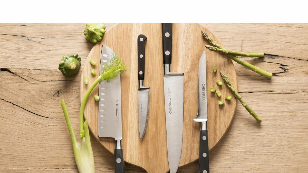 Support de bloc de couteaux support universel présentoir vide design en  acier coloré et bois debout sans couteaux -  France