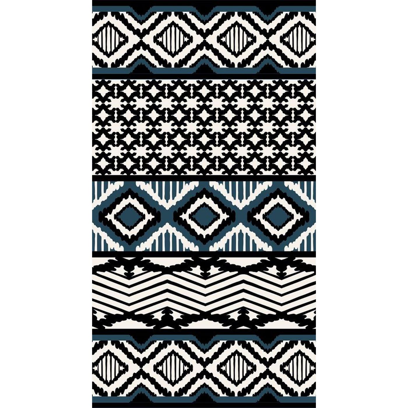 Tapis vinyle Ikat bleu/noir 66 x 120 cm