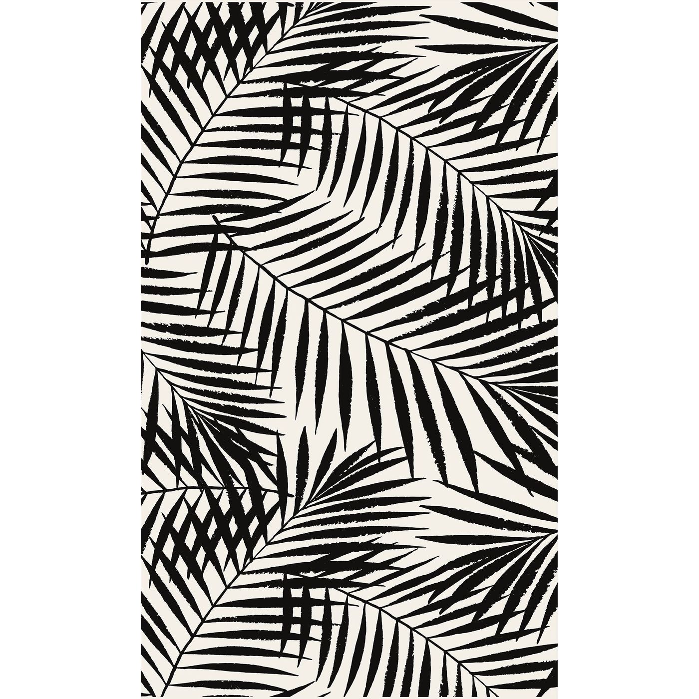 Tapis vinyle feuillage N&B 49,5 x 109 cm