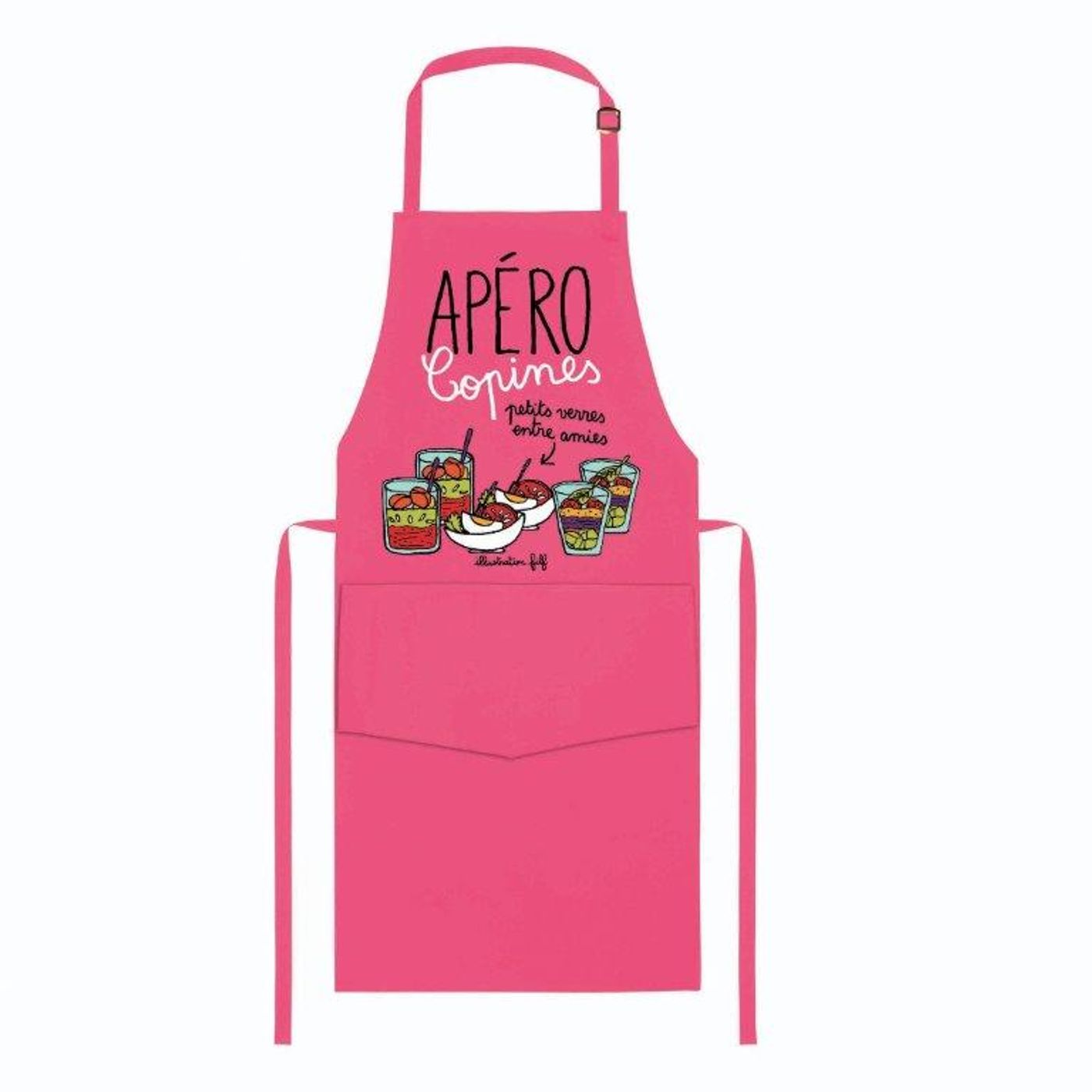 Tablier adulte APÉRO COPINES framboise