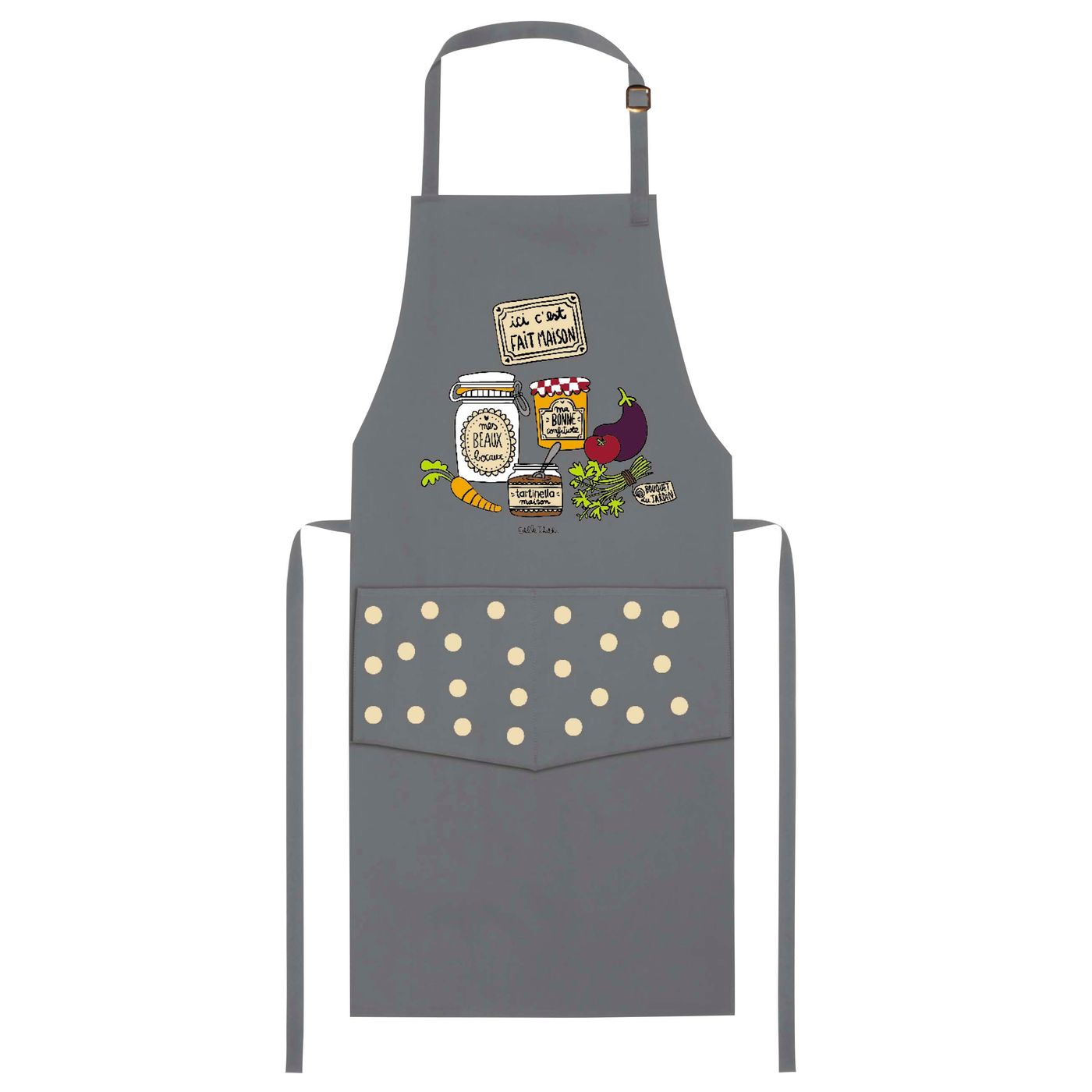 Tablier adulte Ici c'est fait maison gris