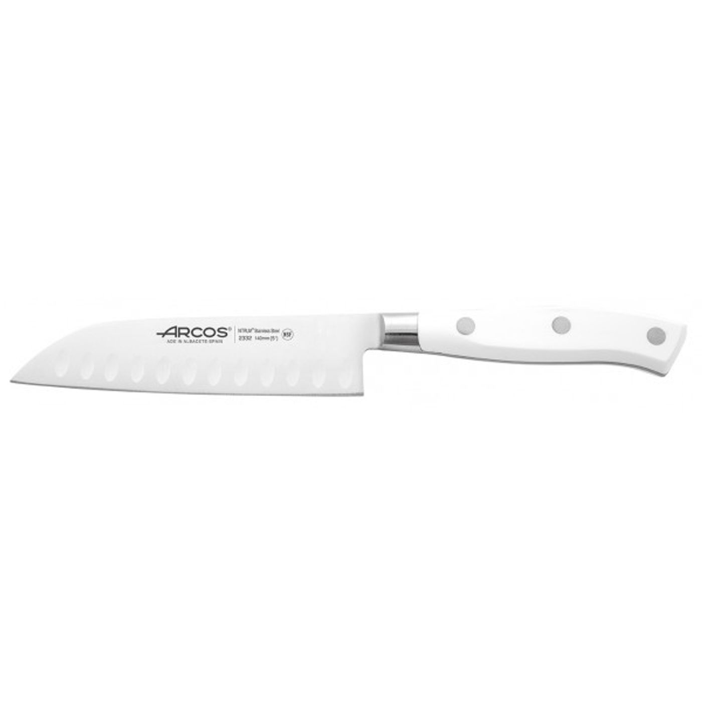 COUTEAU SANTOKU RIVIERA BLANC 14 CM