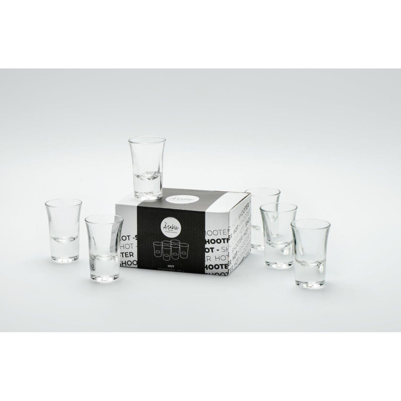 Lot de 6 shooters HOT 3,5 cl transparents