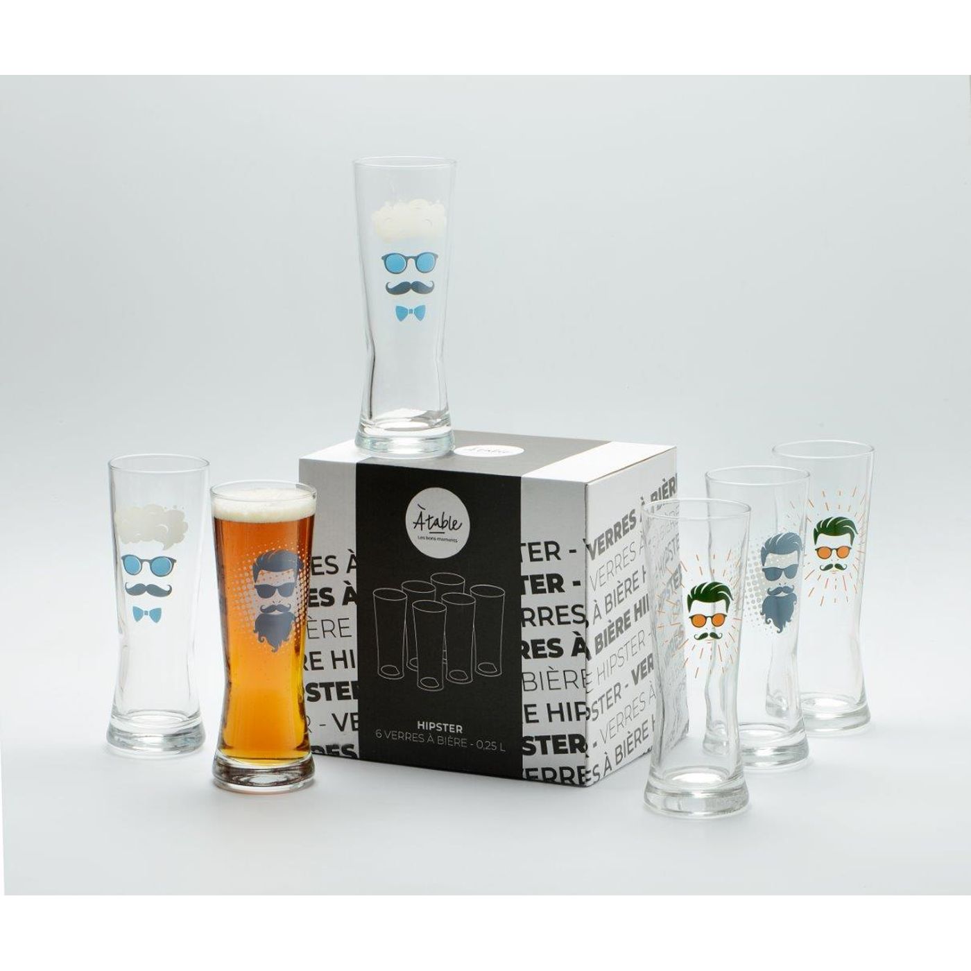 6 verres à bière HIPSTER 25 CL