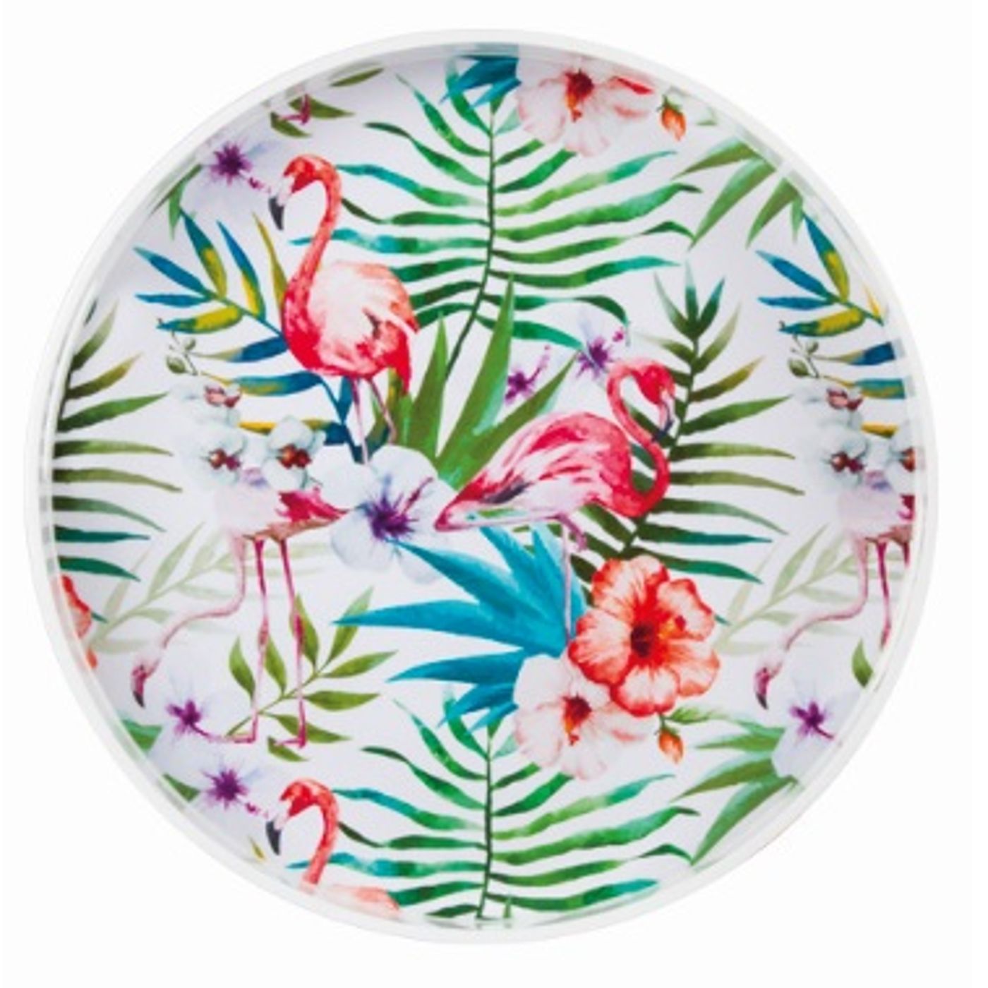 PLATEAU ROND FLAMANT ROSE 40 CM