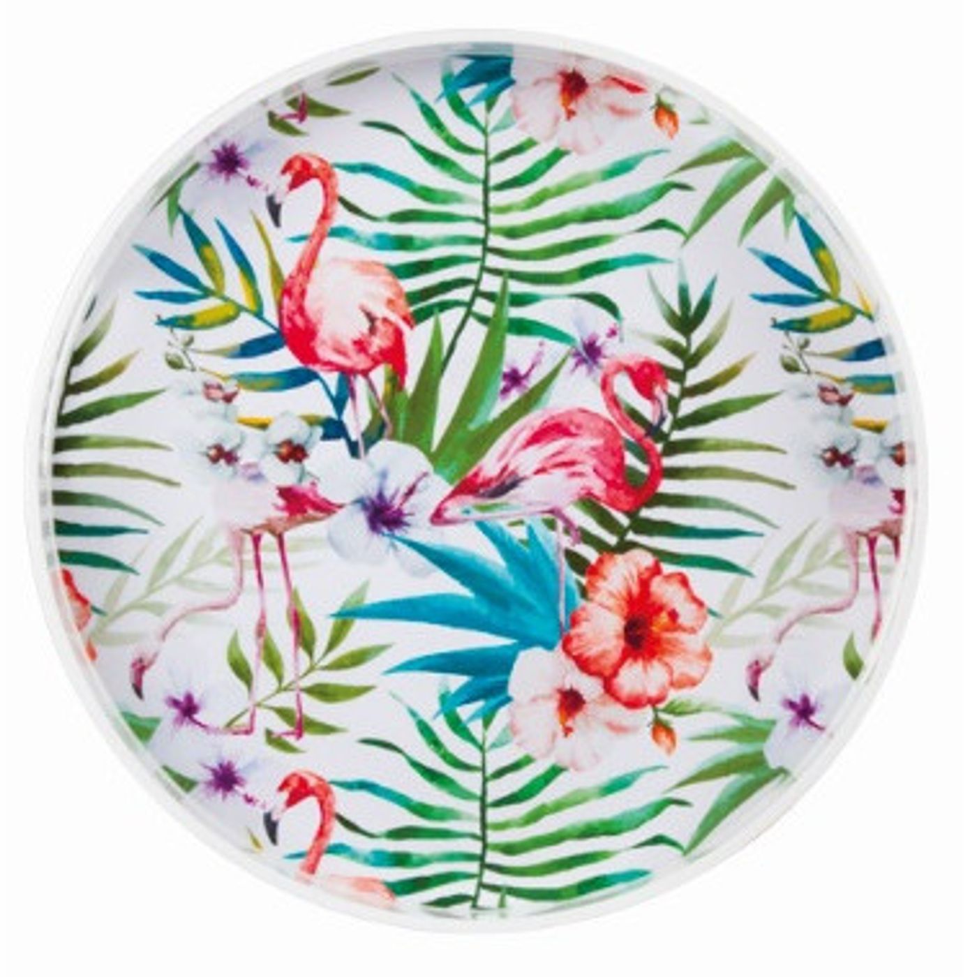 PLATEAU ROND FLAMANT ROSE 40 CM