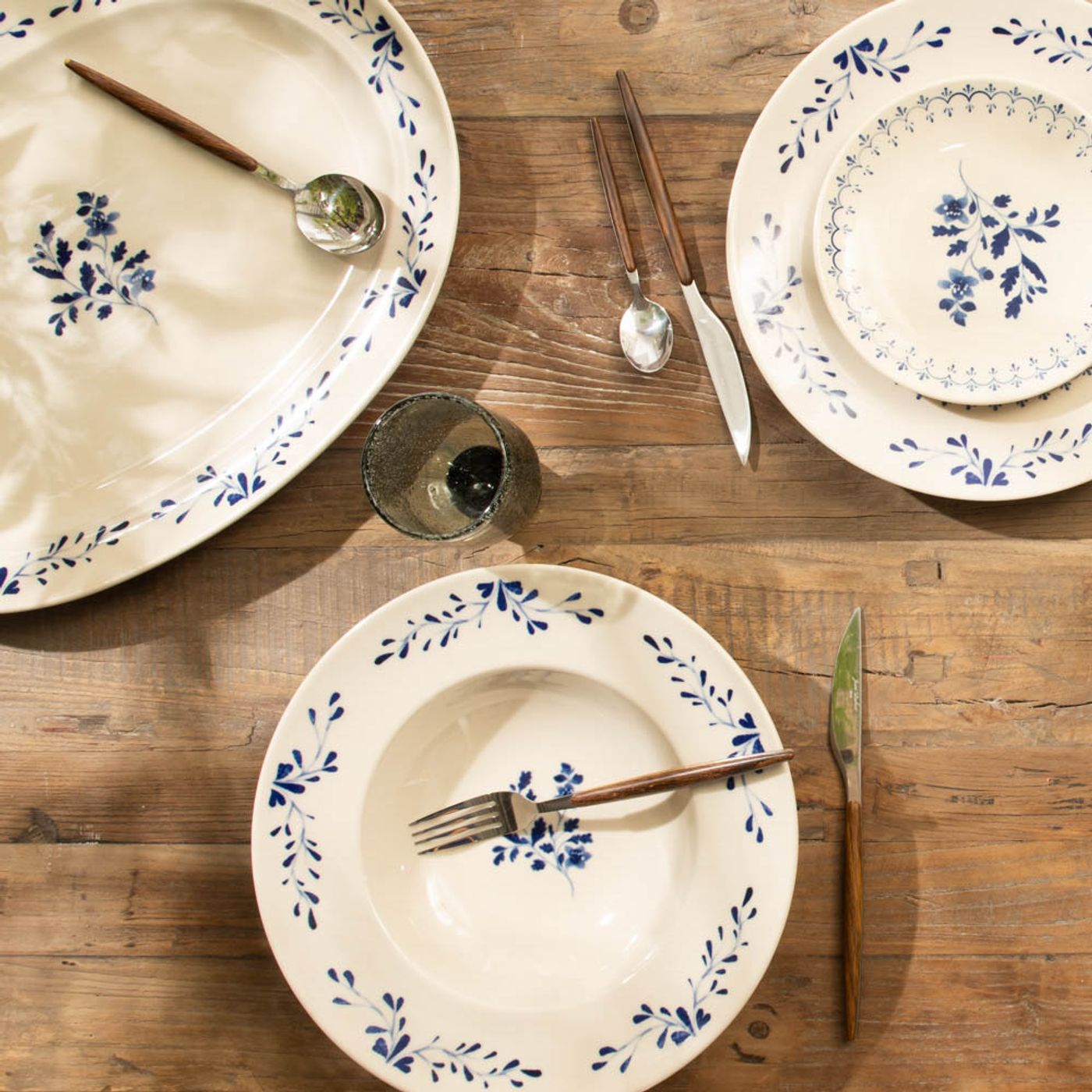 Plat ovale 32x30cm Appoline Bleu