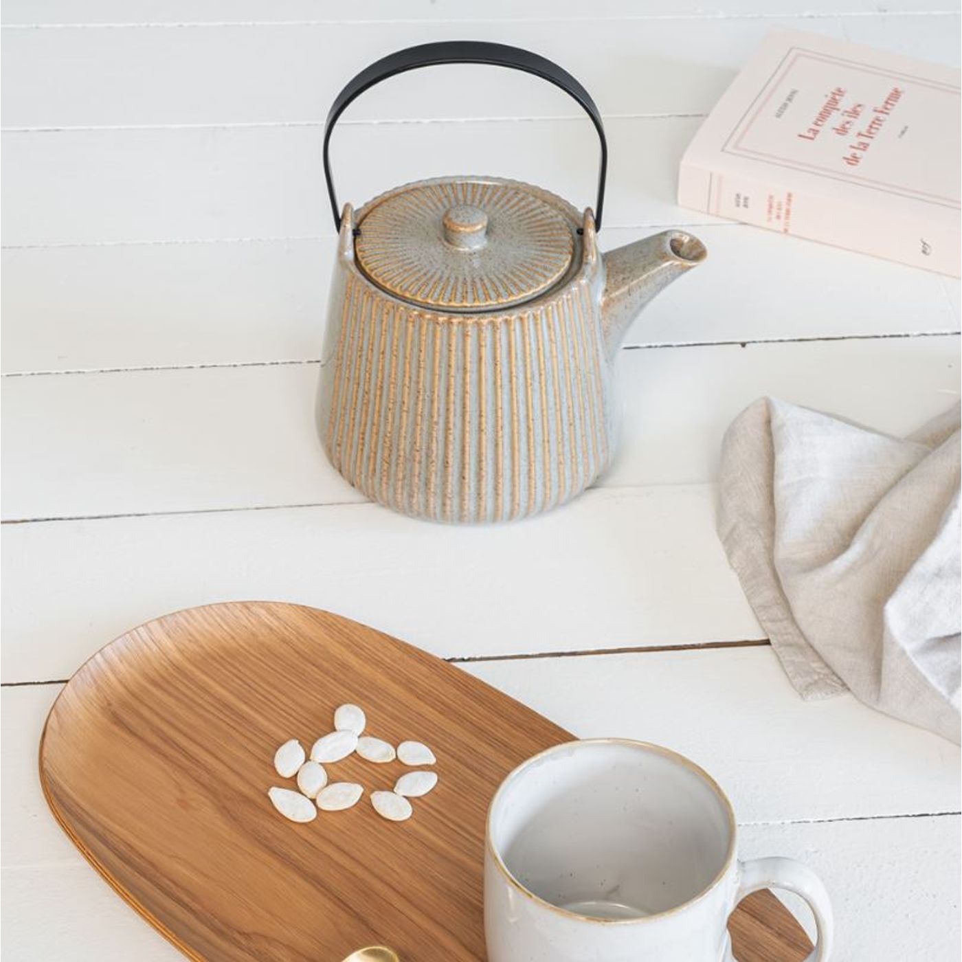 Théière Tiao 1L avec filtre beige
