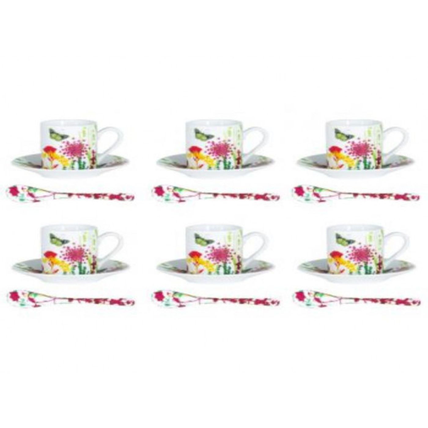 Coffret 6 tasses Café avec soucoupes et cuillères TUTTI FIORI