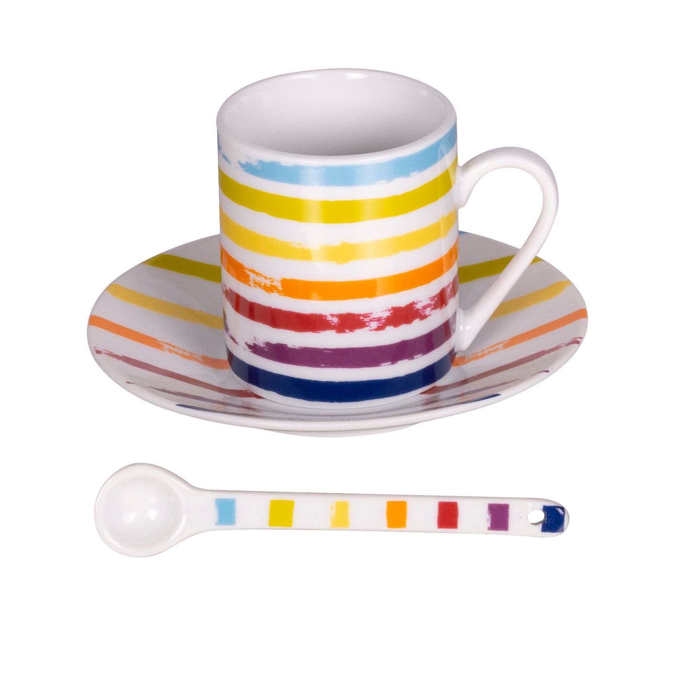 COFFRET 6 TASSES À CAFÉ AVEC SOUCOUPES + CUILLÈRES