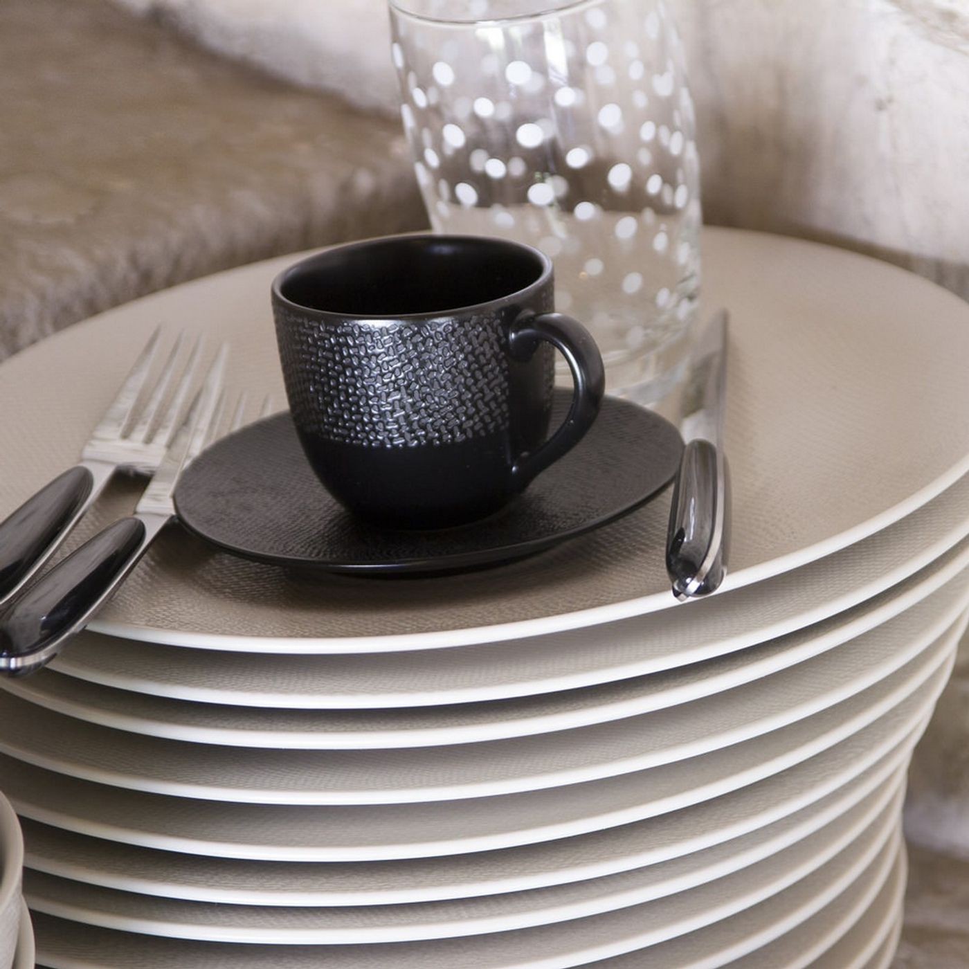 Tasse café 12 cl + soucoupe VESUVIO Noir