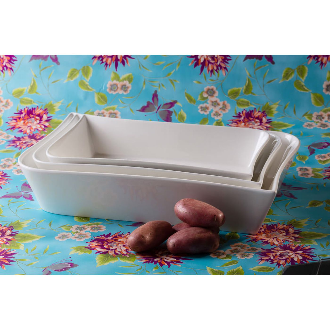 Set De 3 Plats à Four Vague Vert 25, 30 Et 36 Cm Table Passion