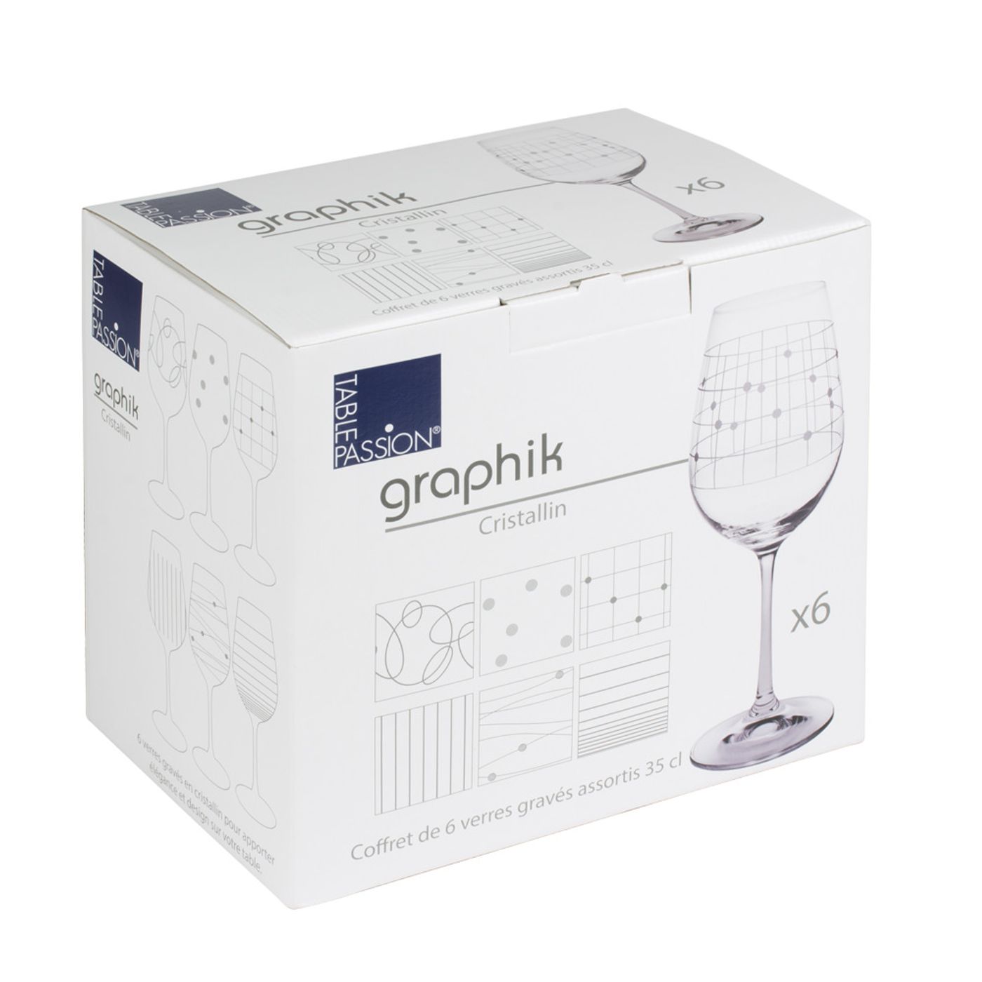 6 verres a pied graphik 35 cl