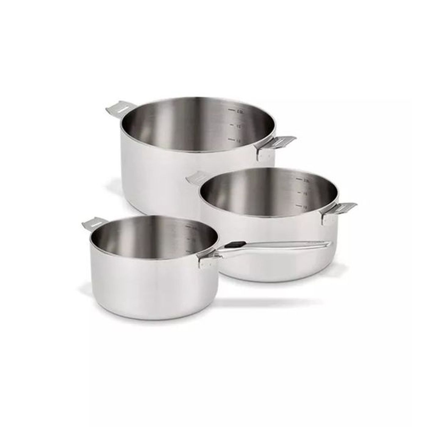 Série de 3 casseroles en inox Evolution avec poignée