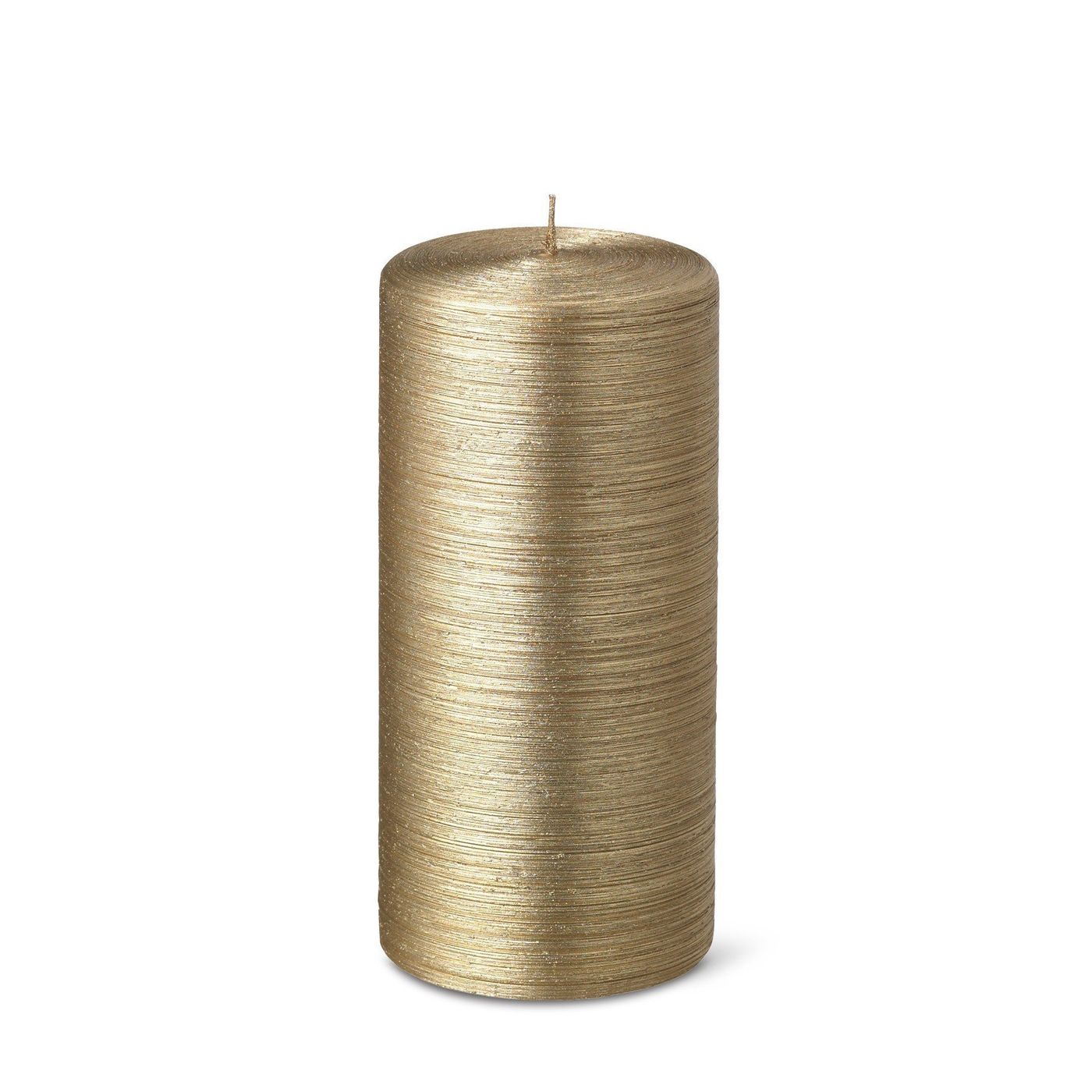Bougie cylindrique striée H. 15 cm or