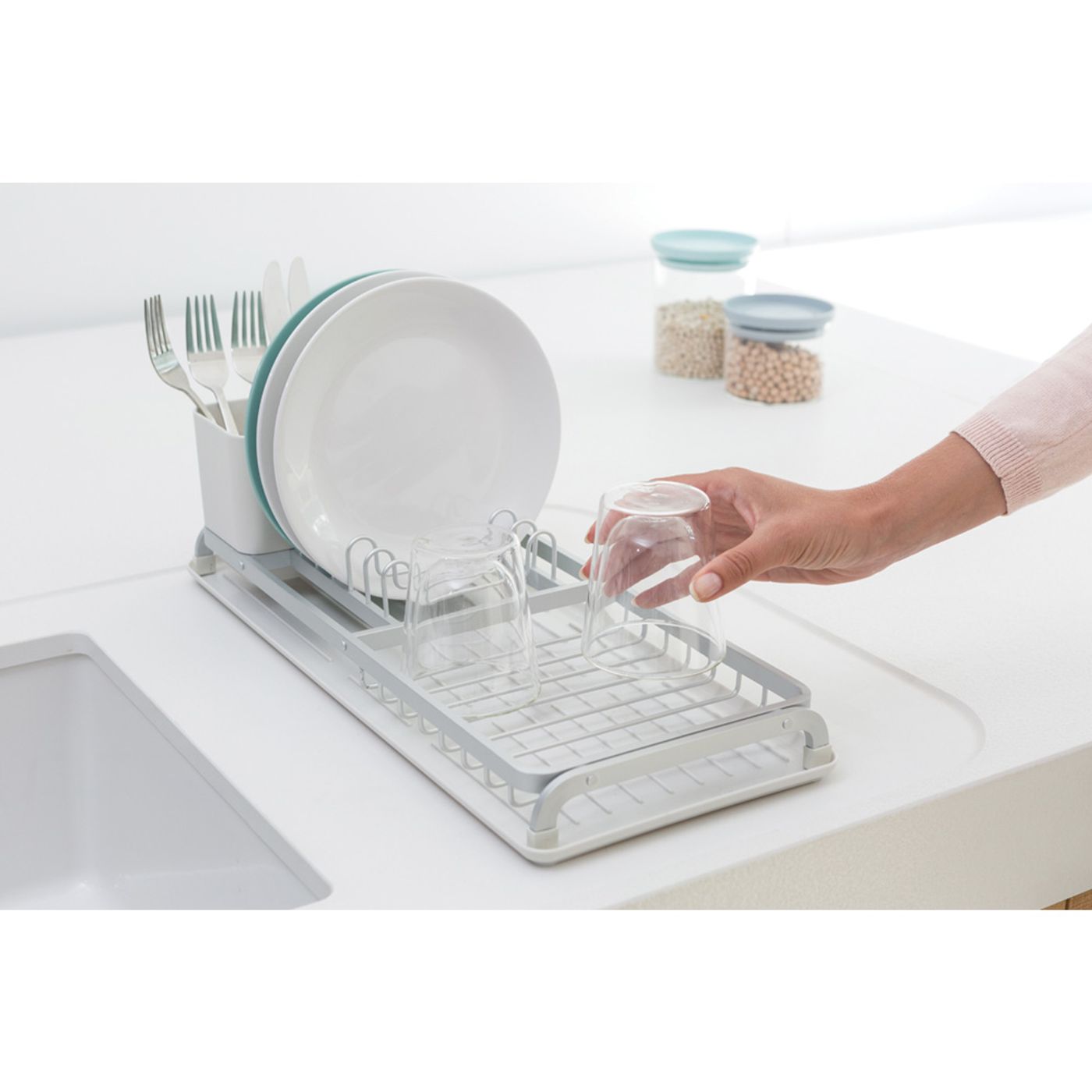 Egouttoir à vaisselle compact Sink Side gris clair