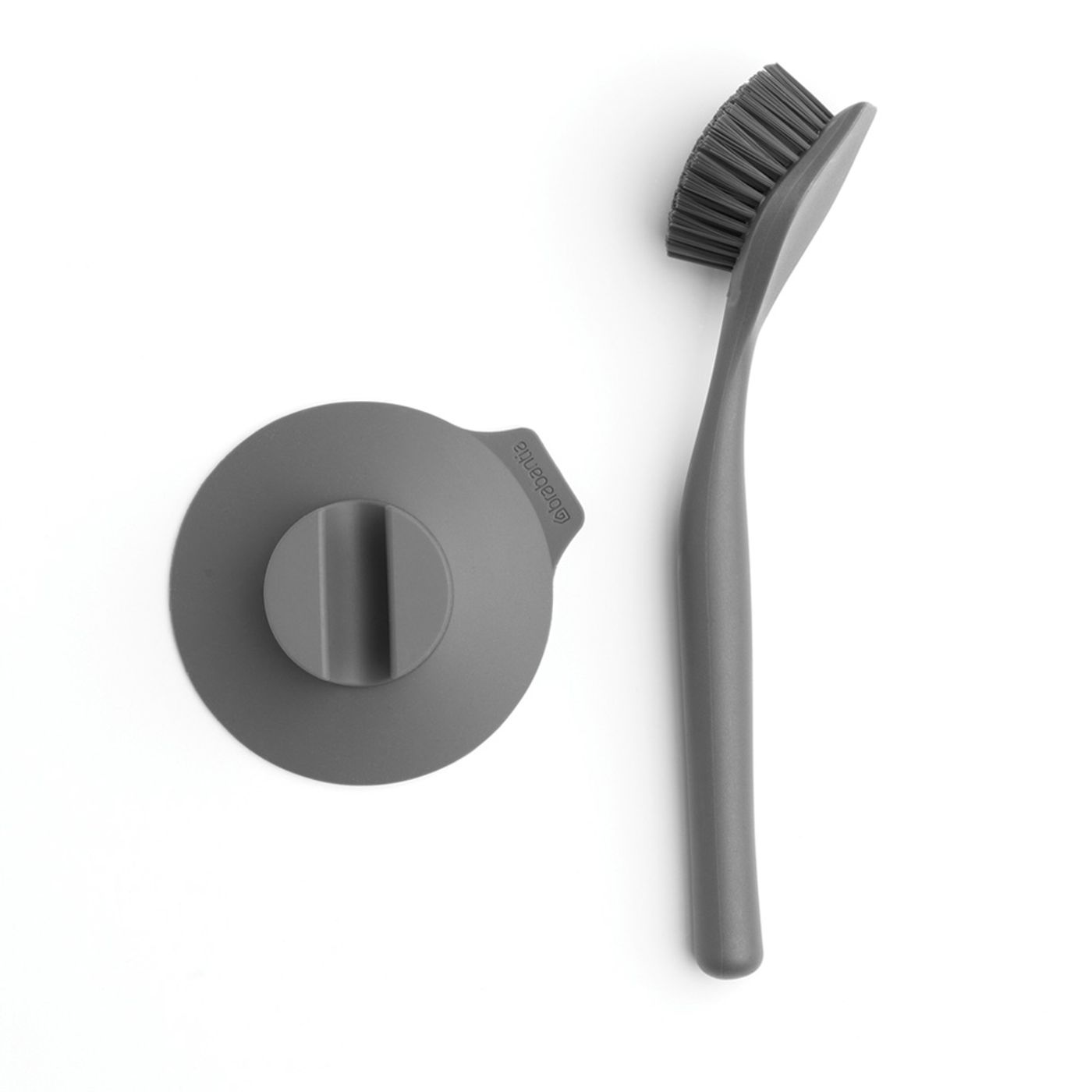 Brosse à vaisselle avec support ventouse gris