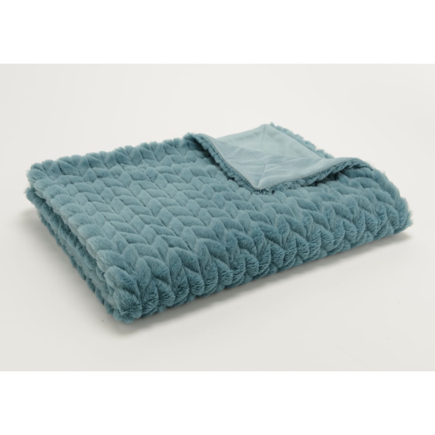 Plaid chevron bleu canard 130 x 170 cm