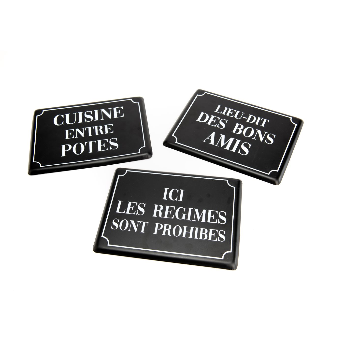Lot de 3 plaques métalliques décoratives Lieu dit Noir