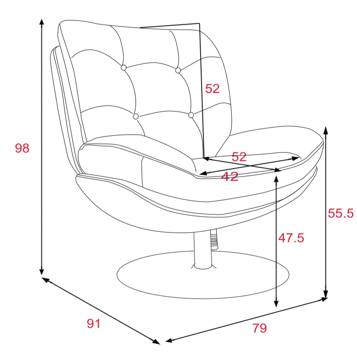 Fauteuil magnum – Taupe, pieds blancs