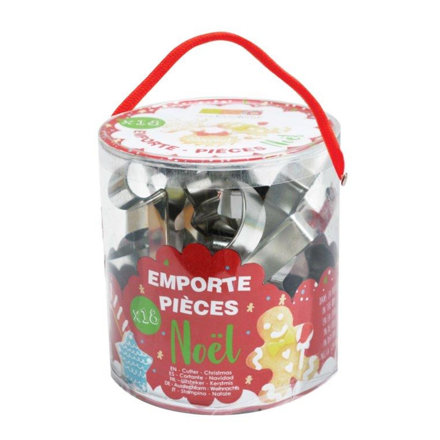 Seau de 18 emporte-pièces de Noël