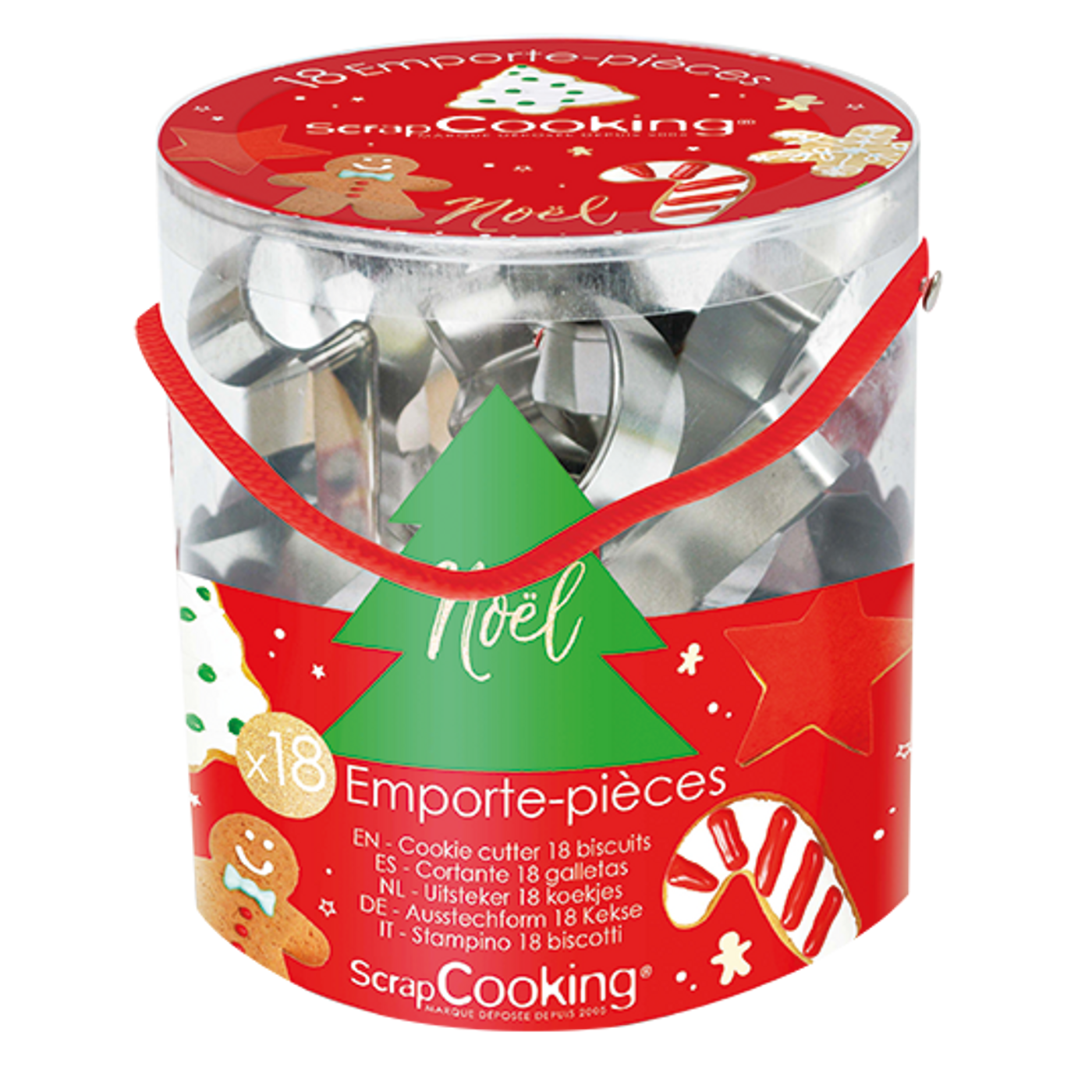 Seau de 18 emporte-pièces de Noël
