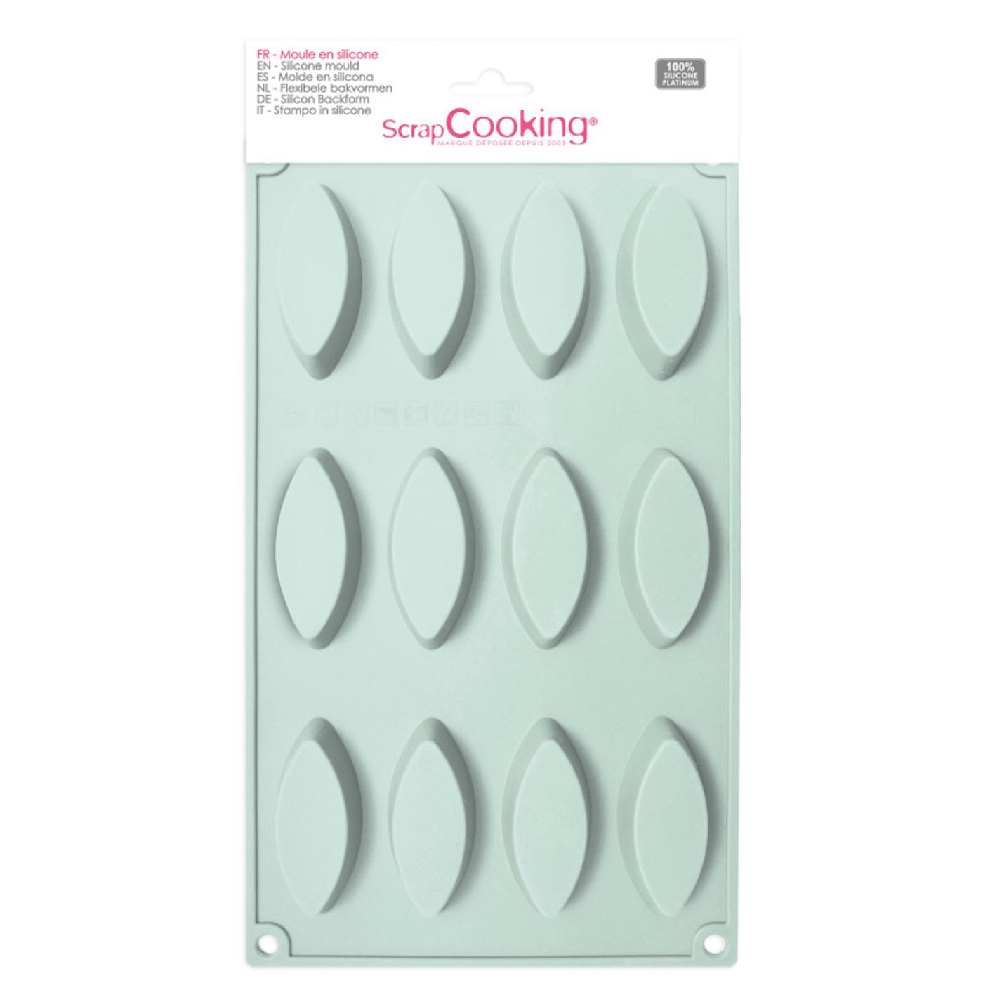 Moule Chocolat Moule Silicone 7 Biscuits Finger ScrapCooking - Forme Barquette, Four Et Congélateur - Vert D'eau ScrapCooking Forme Finger